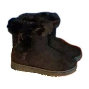 SO Paulina Faux-Fur Winter Boots Black Women's Size 6